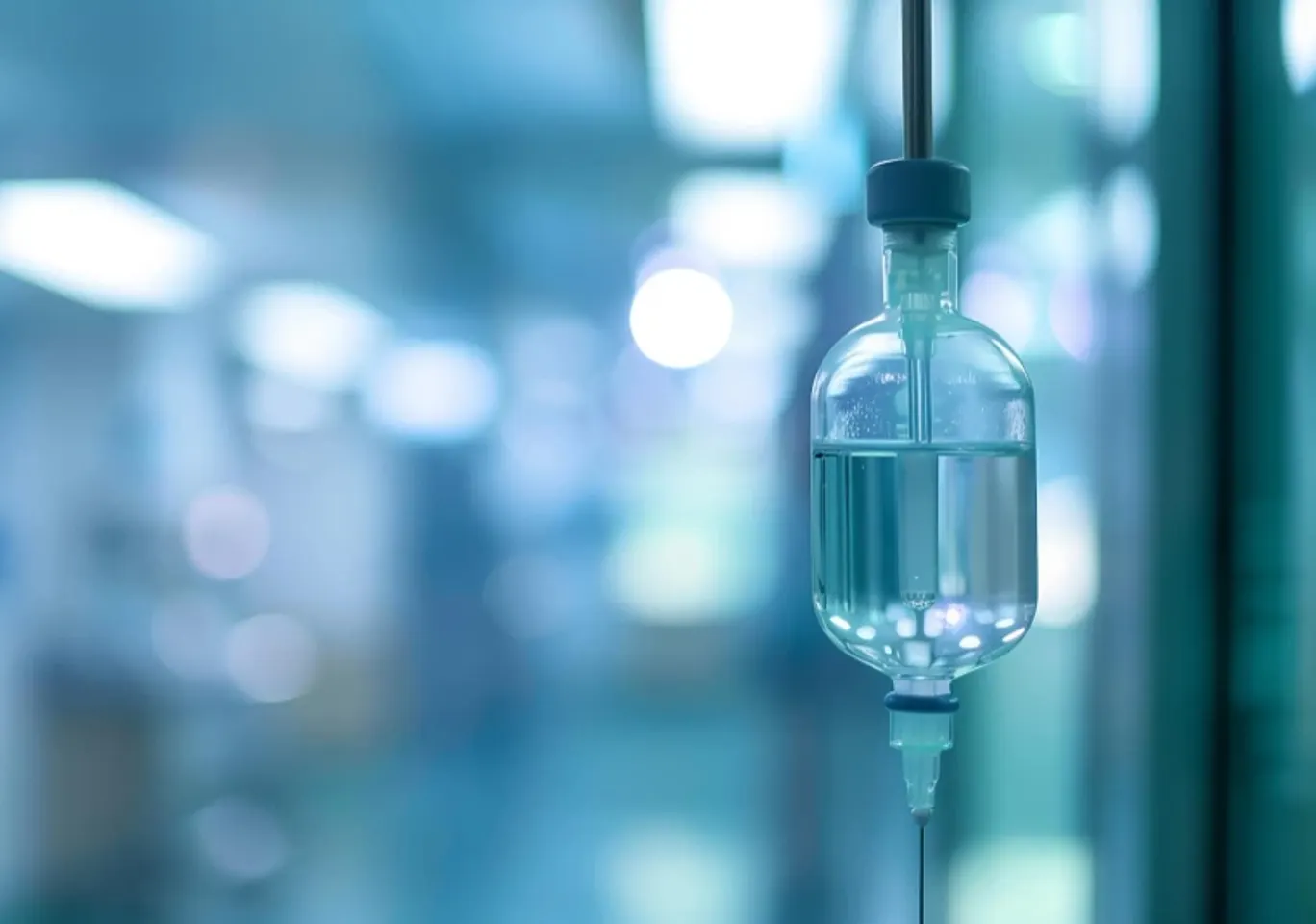 Detoks alkoholowy Brzesko: butelka infuzyjna zawieszona w gabinecie